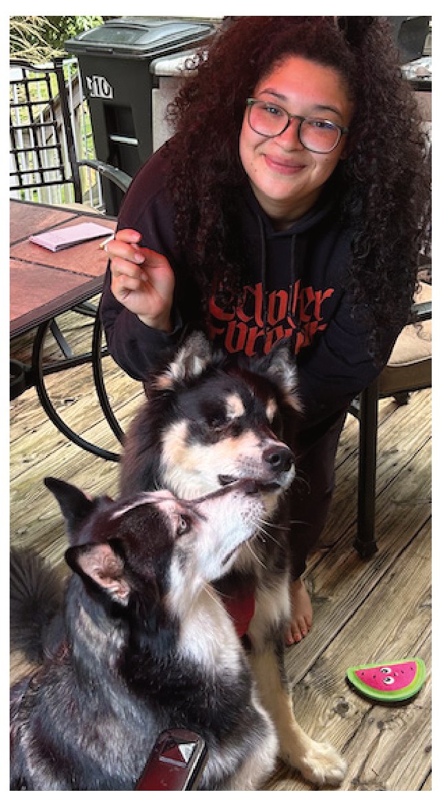 Eryka Hackett with Guinness and Saphira.